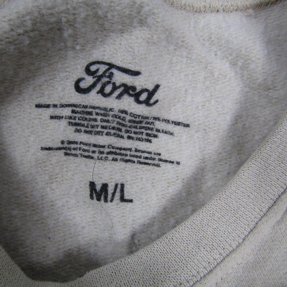 Ford Sweatshirt Mens L Beige Pullover Fleece Bronco Truck Graphic Tagless - Picture 2 of 6